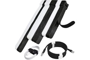 NAYZWOK 70pcs Cable Ties Reusable Black and White Wire Ties Cable Management Cord Ties Reusable for Electronics Hook and Loop Cable Ties for Computer 4 6 8 Inch