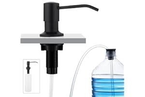 CREA Dish Soap Dispenser for Kitchen Sink,Built in Countertop Kitchen Soap Dispenser Set w./ 39" Tube 17oz Bottle Stainless Steel Pump,Matte Black Hand Soap Dispenser for Bathroom