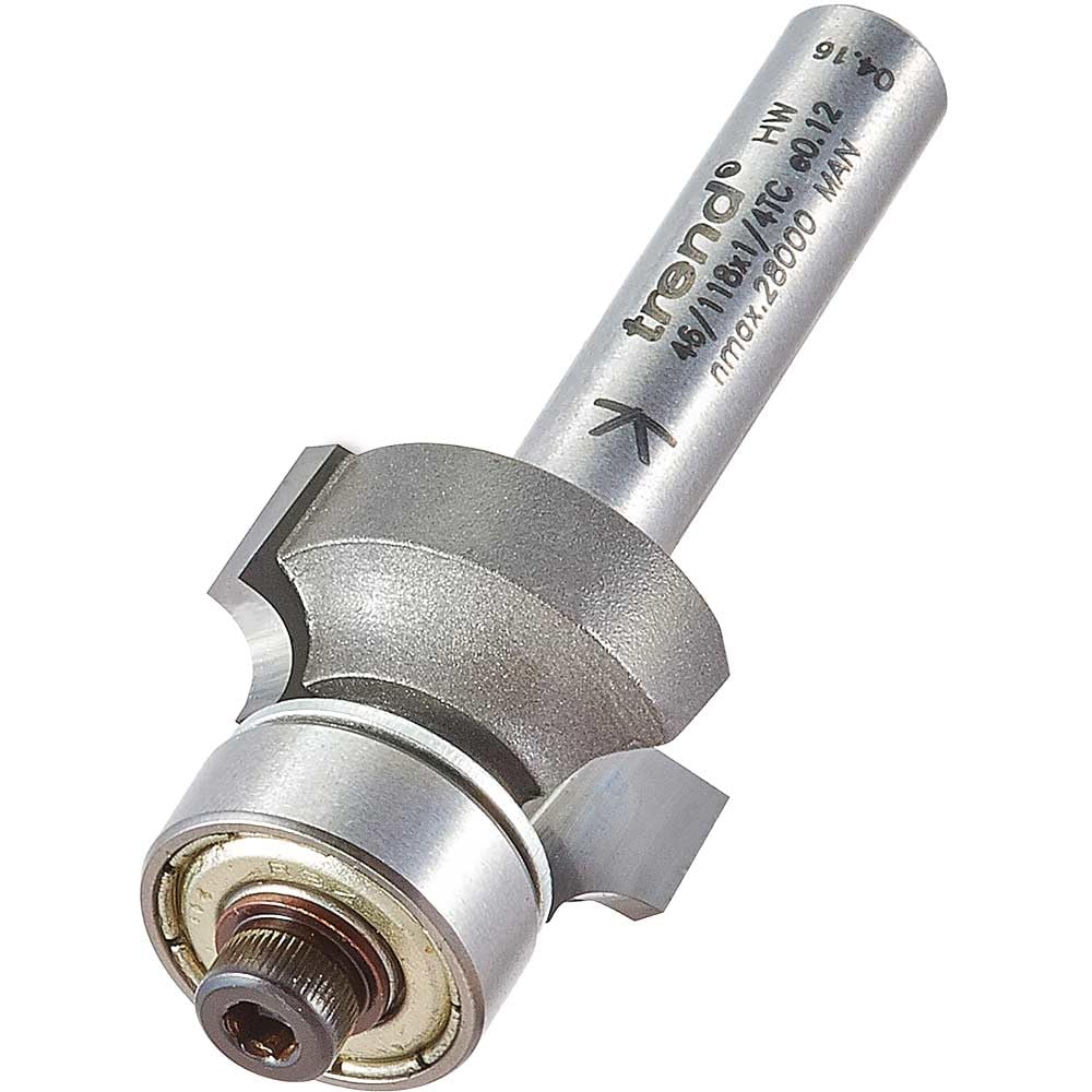 Trend Professional Bearing Guided Ovolo Router Cutter, 3mm Radius, 1/4 Inch Shank, 18.7mm Cut Diameter, 9.5mm Cut Length, Two Bearings, TCT, 46/118X1/4TC