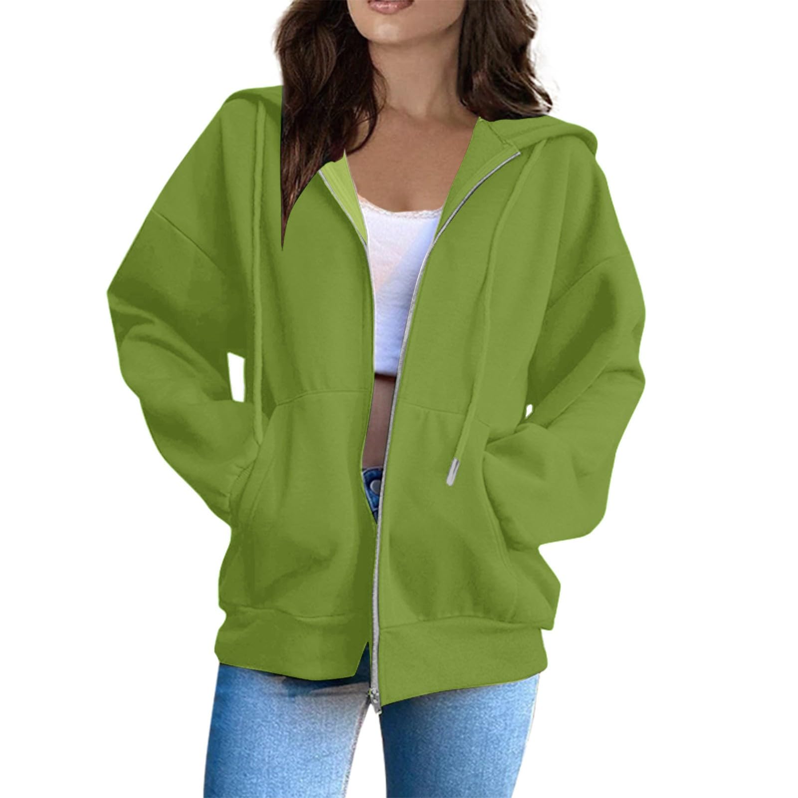 MKLUNJOP Jackets For Women Trendy Zip Up Hoodie
