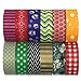 allydrew Washi Tapes Decorative Masking Tapes, Set of 12, ADSET12