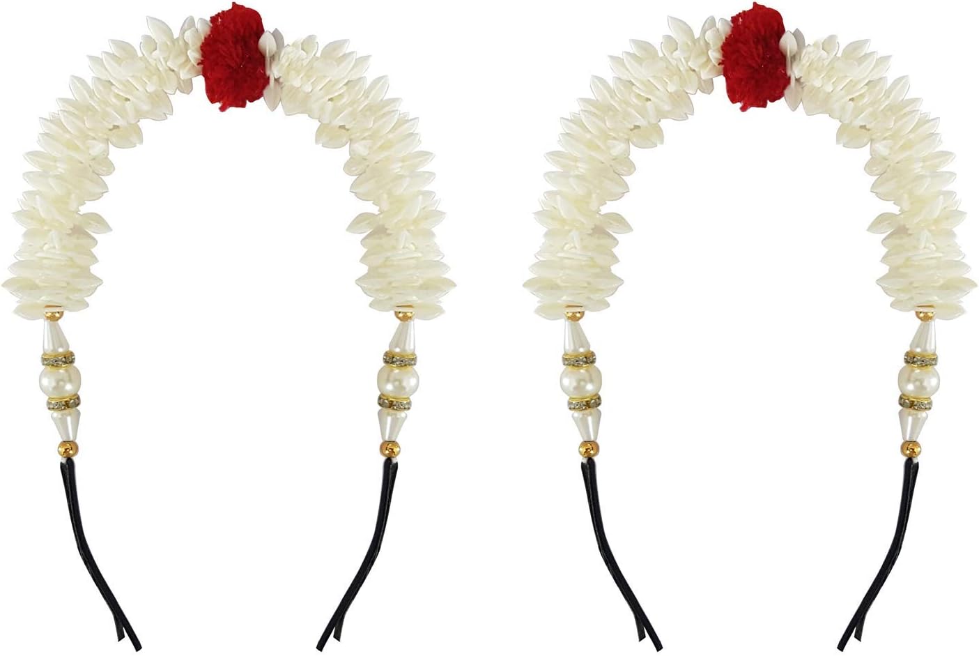 INAAYA Artificial Hair Gajra South Indian Veni For Women Hair Bun Accessories White (Set Of 2)