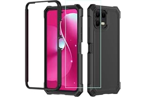 AULZAJU for T-mobile Revvl 8 Pro Phone Case with Screen Protector,Revvl 8Pro 5G Case Full Body Protection[Front Soft Silione Bumper+Frosted PC Back] Shockproof Military Grade Corner Cover for Revvl8 Pro Black