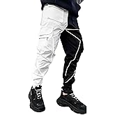 BOOMLEMON Men's Cargo Jogger Pants Reflective Technical Hip Hop Harem Pants Punk Streetwear Tactical Track Pants