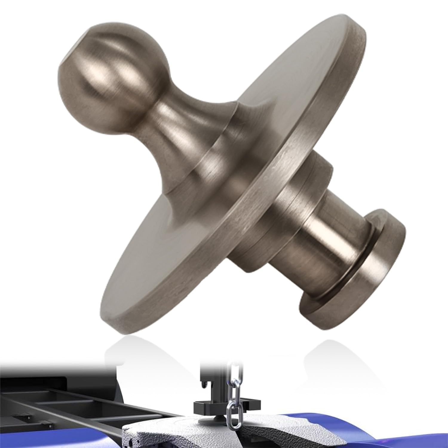 Photo 1 of Mepareri 5th Wheel to Gooseneck Adapter,Kingpin to Gooseneck Ball Adapter Fit for Tractor-Trailer Fifth Wheels,with 2-5/16 Inch Gooseneck Ball,Silver Gooseneck Hitch,30,000lbs