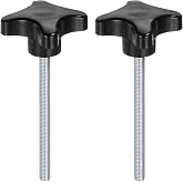 HARFINGTON 2pcs Star Knobs M8 x 100mm Male Thread Plastic 4-Star Stud Knob Hand Tightening Clamping Screw Replacement Threaded Handle, Black