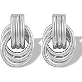 Knot Earrings for Women Chunky Gold Silver Hoop Trendy Statement Jewelry Gift