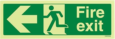 VSafety V Safety Glow Exit Sign Left Arrow 300x100mm Photoluminescent
