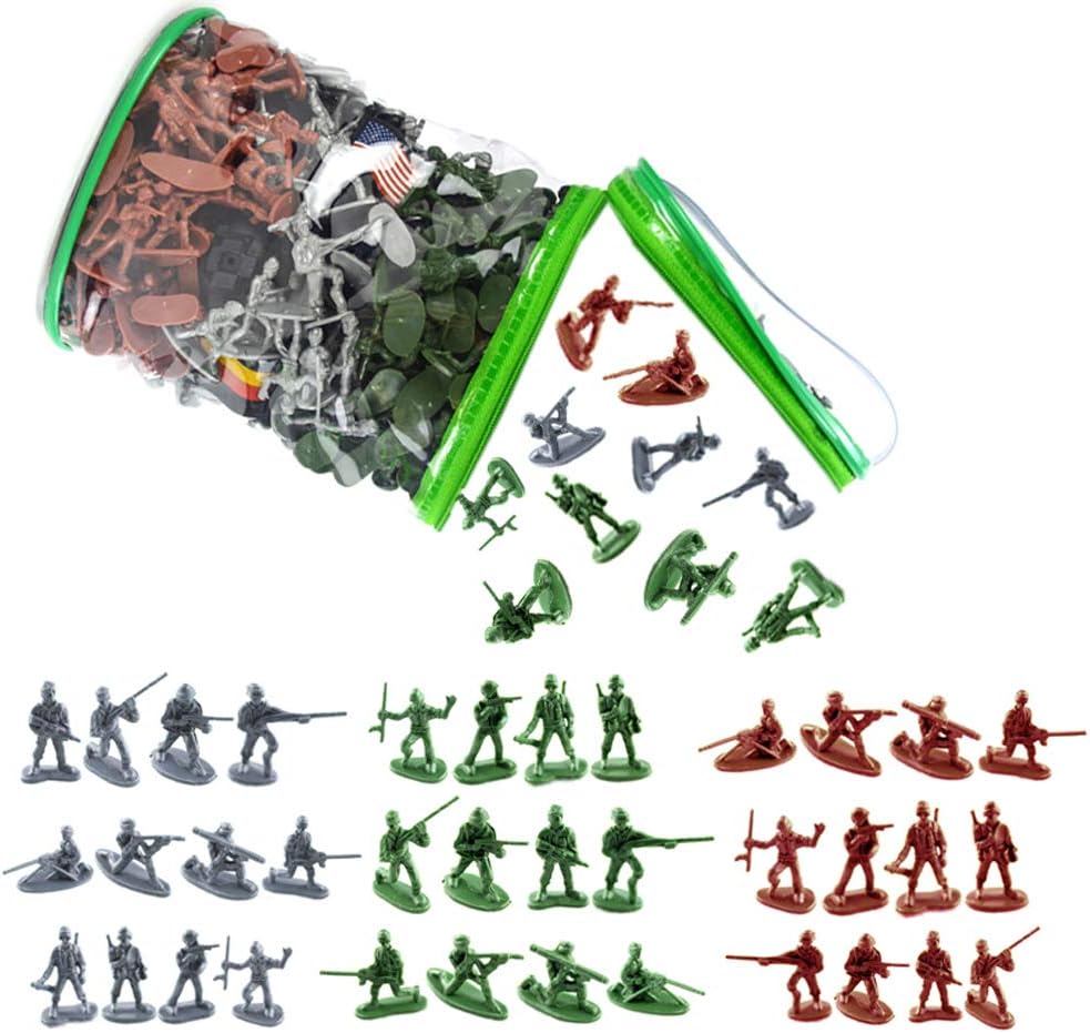 KQMY Elite Force Army Men Play Bucket - 300 Piece Military Soldier Playset
