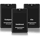 Dansib Set of 3 Power Mist Hydrating Hand Sanitizer Spray Bulk Travel Size Quick-drying Hand Sanitizer 0.67 Fl. oz Compact Card Spray Bottle Eucalyptus Sandalwood Aloe Scent for Men Car Compartments