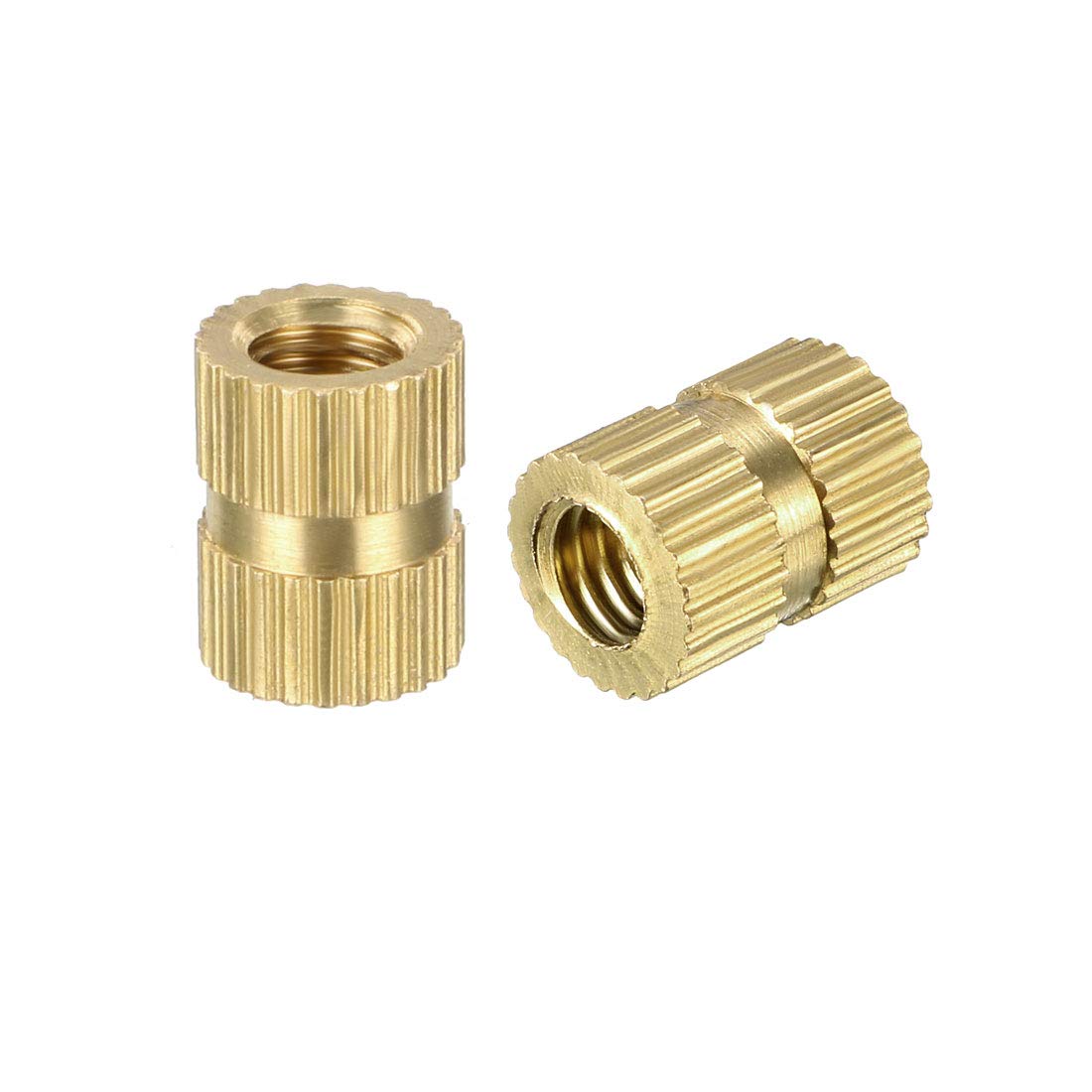 sourcing map Knurled Insert Nuts - 100Pcs M4 x 8mm Length x 6.4mm OD Female Thread Brass Threaded Insert Embedment Nut for 3D Printer