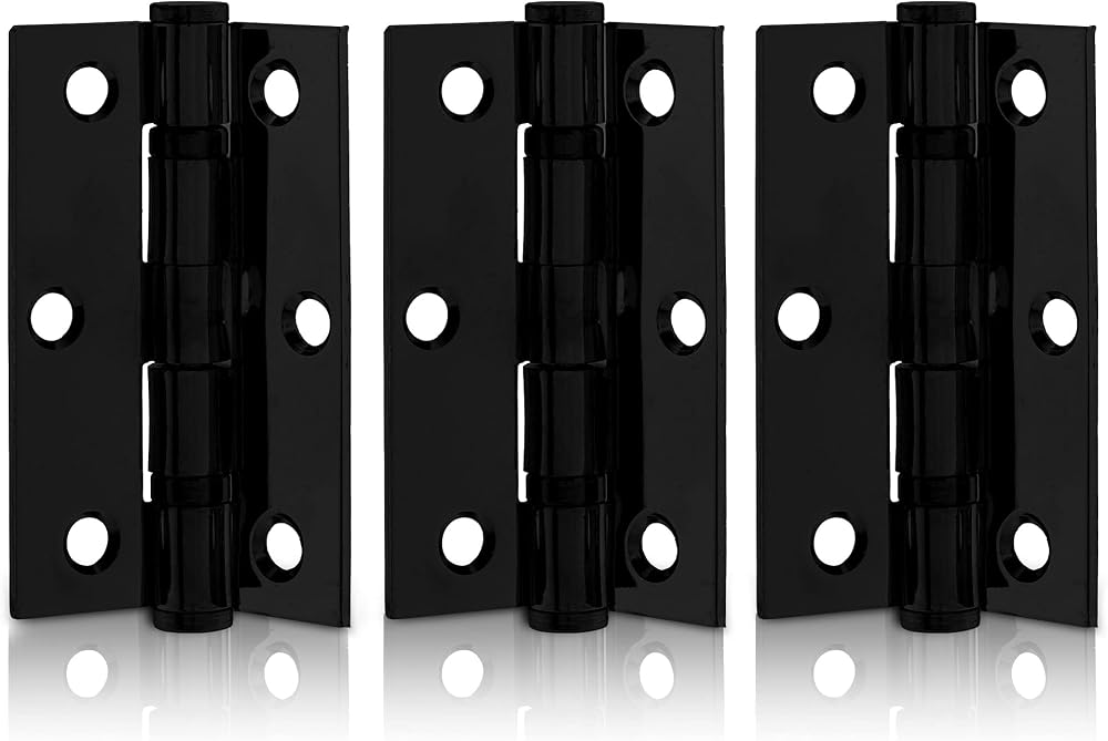 XFORT 3 Inch Matt Black Ball Bearing Hinges 40kg Steel Door Hinge 1.5 Pairs