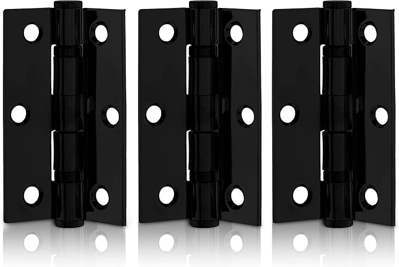 XFORT 3 Inch Matt Black Ball Bearing Hinges 40kg Steel Door Hinge 1.5 Pairs