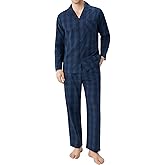 DAVID ARCHY Men's Pajama Set Woven Cotton Pjs Plaid Lounge Set Button-Up Sleepwear Lightweight & Breathable Loungewear