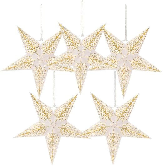 Stella Di Natale Tridimensionale.Longle 5 Pezzi Di Stelle Di Carta Decorative A Forma Di Stella Di Natale O 52