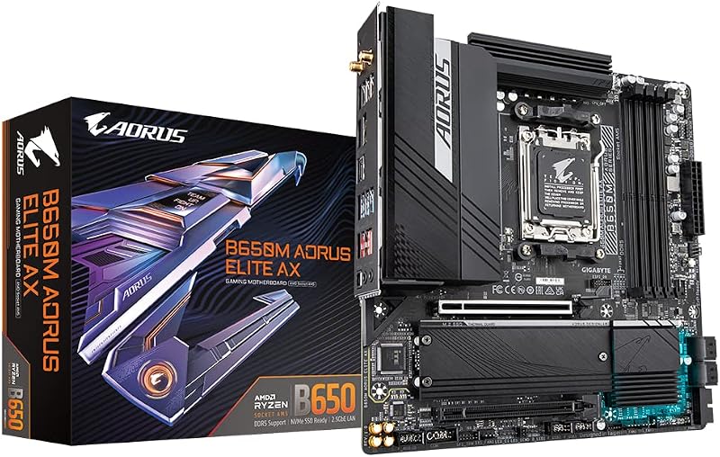 Gigabyte B650M AORUS ELITE AX AMD AM5 DDR5 PCIe 5.0 Wi-Fi 6E 2.5GbE Motherboard