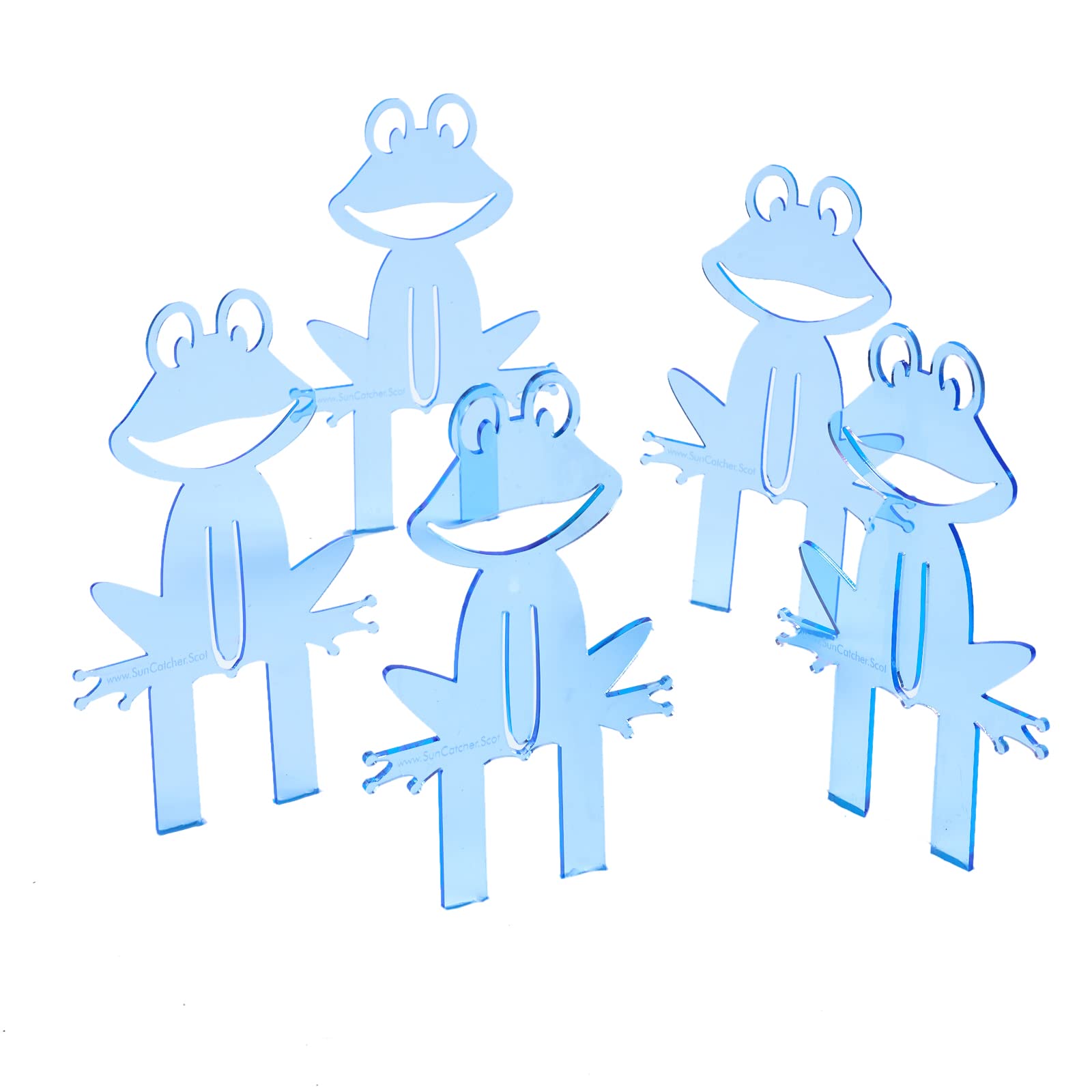 Happy Frogs SunCatcher Garden Decor Ornaments Set of 5 Fun Glowing Decorative Garden Stakes 15cm / 5.9 inches Outdoor Gardeners Gift, Colour:fluorescent Blue