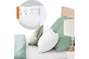 Sleep Mantra 100% Organic Cotton Bed Sheet Set - Crisp and Cooling Percale Weave, Soft Breathable, Eco-Friendly, 4 Piece Bedding Set, Deep Pocket with All-Around Elastic, (Queen, Pure White)