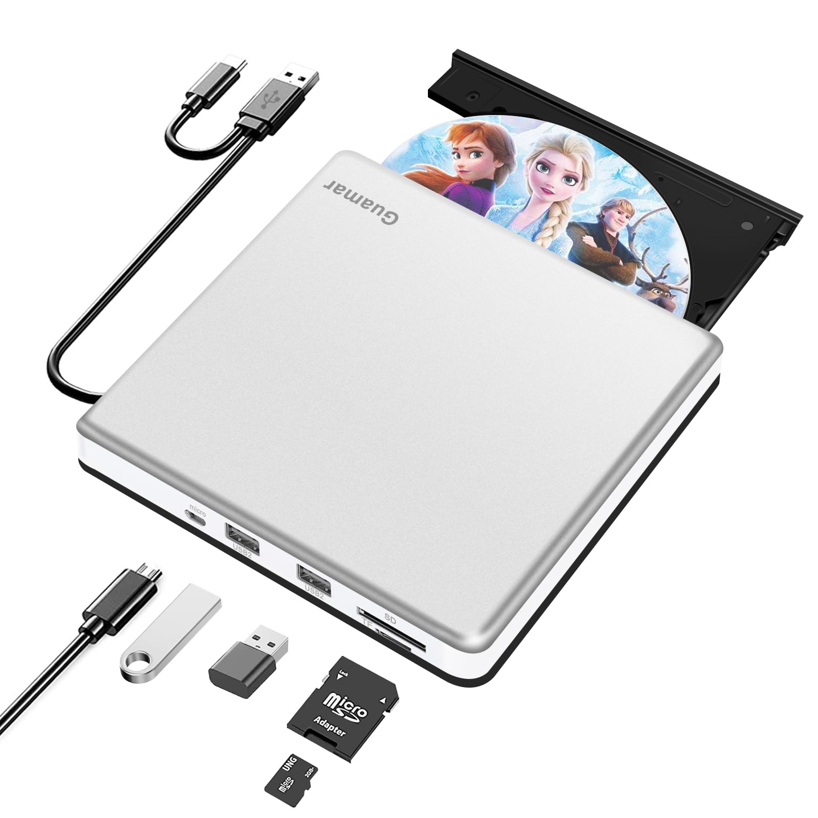 Guamar External CD DVD Drive, USB-C USB 3.0 CD/DVD