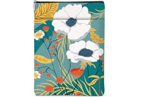 JEALANCE Floral Book Lovers Gifts Waterproof Flower Book Sleeve Botanical Book Pouch Book Protector with Zipper and Front Pocket Book Cover Case for Women Girl Aunt Birthday Book Accessories Book Club Gifts