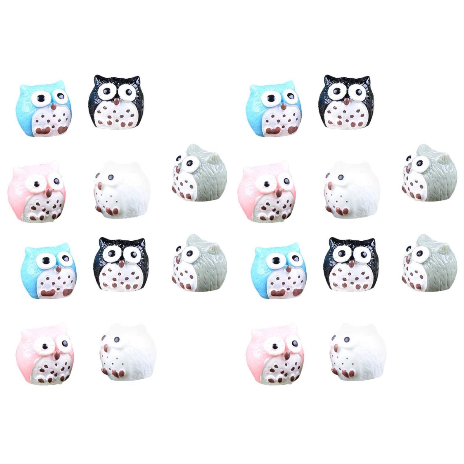 Yardwe Miniature Owl Figurines Set 24 Pcs Small Resin Owls for Fairy Garden Dollhouse Terrarium Decor Mini Landscape Animal Models