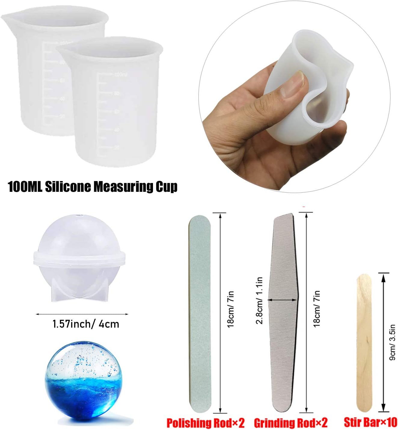 Woohome 3D Animal Resin Molds Tools Set, 9 PCS Resin Casting Molds Epoxy Silicone Molds, Measurement Cup, Wood Stick - Image 4
