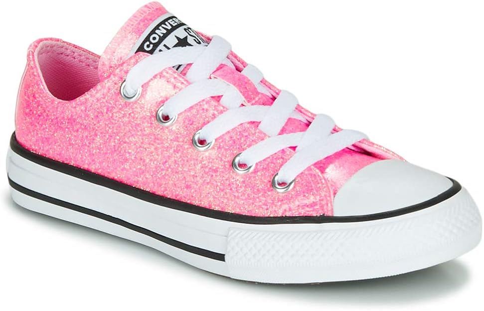 Converse Chuck Taylor All Star Coated Glitter Trainers Girls Pink Low