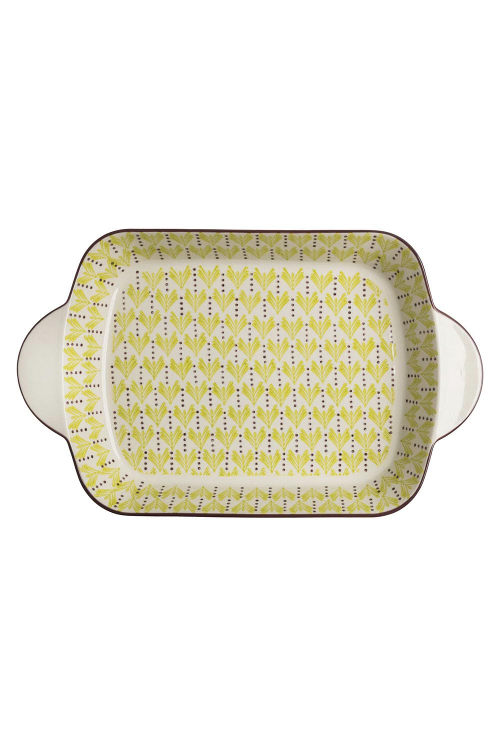 Mix'n'Match casserole dish made of thick-walled stoneware with hand-stamped pattern, yellow, 45.5 x 28 x 6 cm