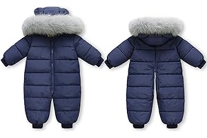 MORNYRAY Infant Toddler Baby Snowsuit Warm Hooded Romper Jumpsuit Winter Coat Zipper Fur Collar for Girls Boys