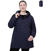 HHE Plus Size Packable Puffer Jacket,Women's 1X-6X Water-Resistant Lightweight Hooded Winter Coat (Exclusively for Plus Size)