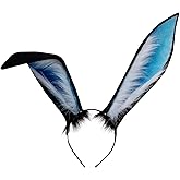 ATekatac Rabbit Ears Handmade Animal Ears Halloween Cosplay Bunny Ears Flower Headband