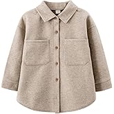 VKOMEO Little Girls Coat Baby Fleece Jacket Button Warm Coats Kids Khaki Girls Trench Coats Outwear Wool Jackets Toddler