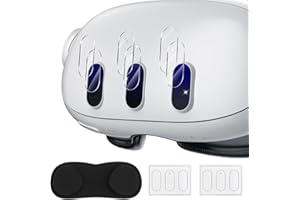 ALAFLY 2 Set Camera Lens Protector & 1 Lens Cover for Meta Quest 3, VR Accessories Included Transparent Tempered Glass Lens Films, Soft Durable Lens Cover