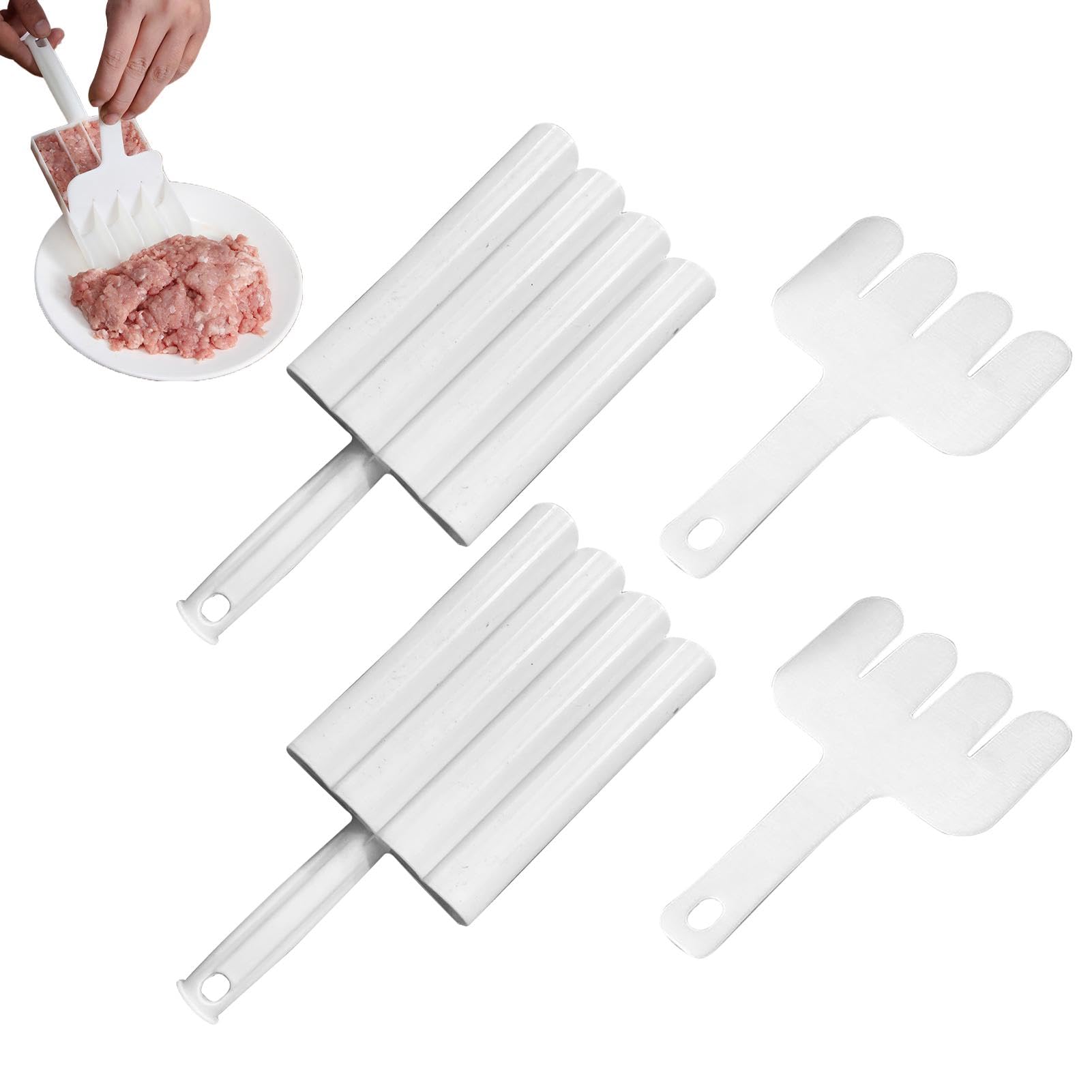 Photo 1 of 2 Pcs White Creative Kitchen Triple Meatball Maker, DIY Meatball Making Tools Set, Non-Stick Meat ball Maker for Meatballs Lovers Melon Ballers Fruit and Vegetable Tools (COLOR:White)