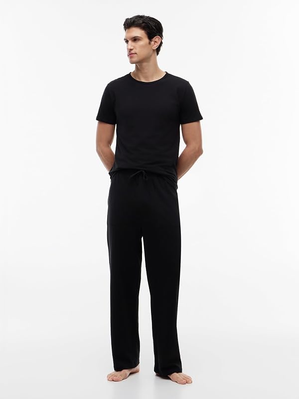Camisetas de Manga Corta Pack de 3 Hombre Stretch con Cuello Redondo, Negro (Black/Black/Black), L — foto 5 de 7
