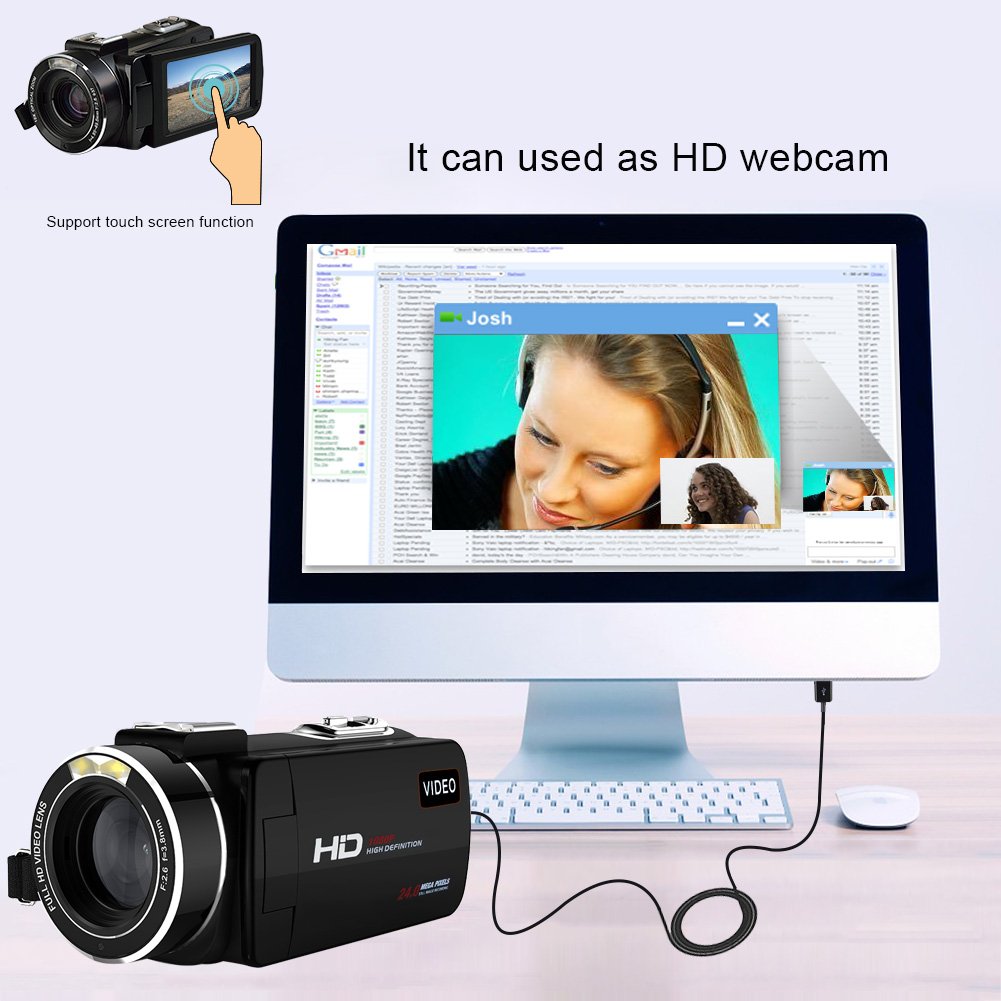 Camcorder Full HD 1080p 30fps Video Camera Support Shotgun Microphone Wifi Camera 3