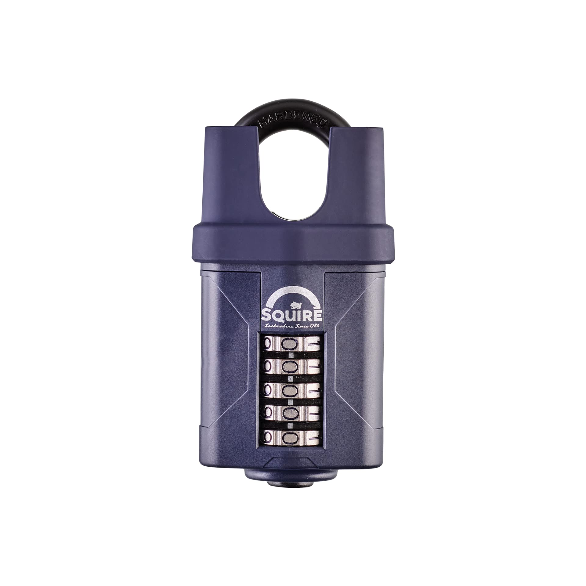 Squire Heavy Duty Padlock (CP60CS) - Toughest Closed Shackle - 5 Wheel Combination Padlock - Alloy Steel for Corrosion Resistance - Weatherproof Lock for Home, School & Garage (Blue, 60 mm)