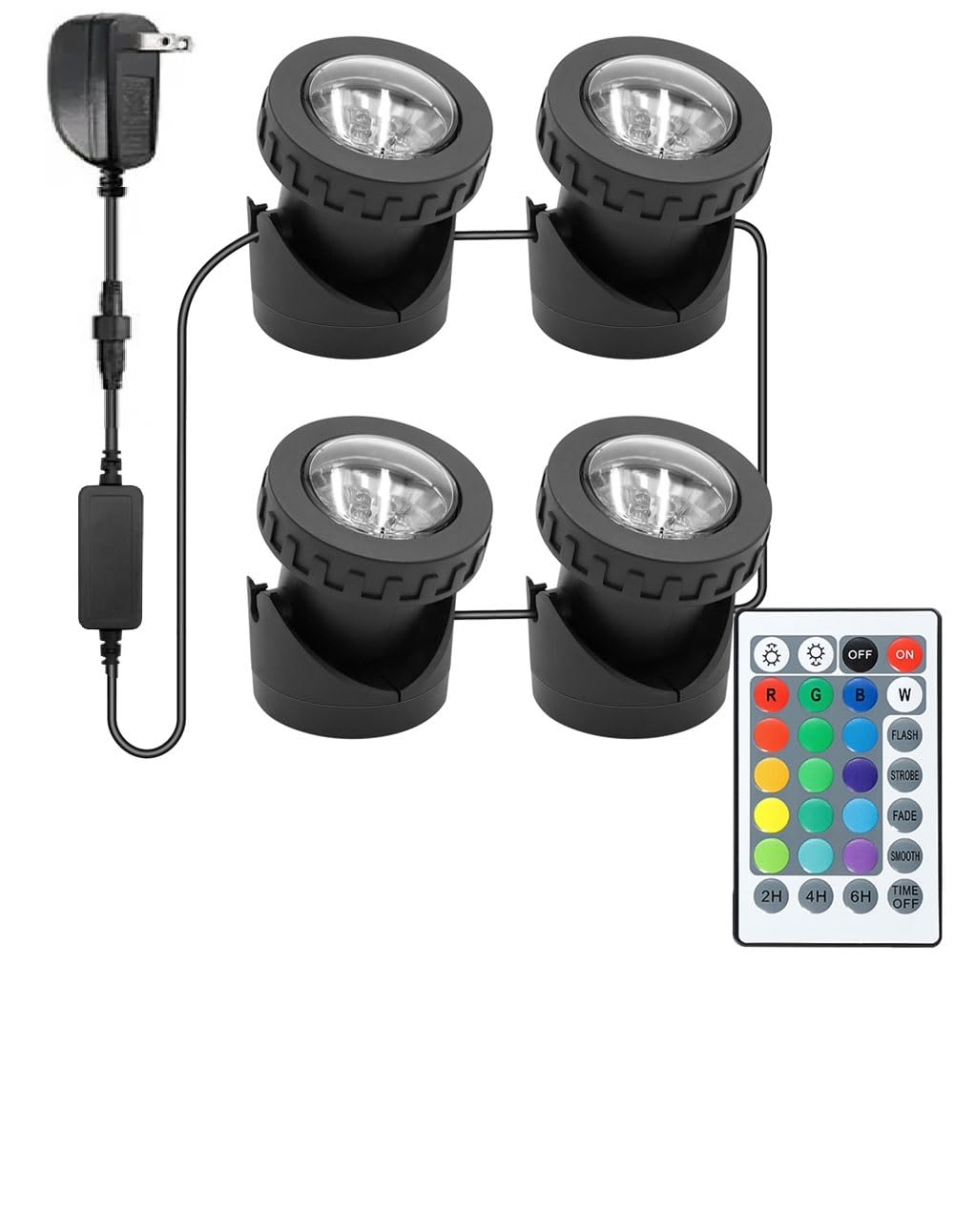 Photo 1 of Colored Pond Lights with Timer, RGB Fountain Light IP68 Waterproof, Dimmable Outdoor Landscape Lights Fish Tank Pond Fountain Garden, 4 in Set