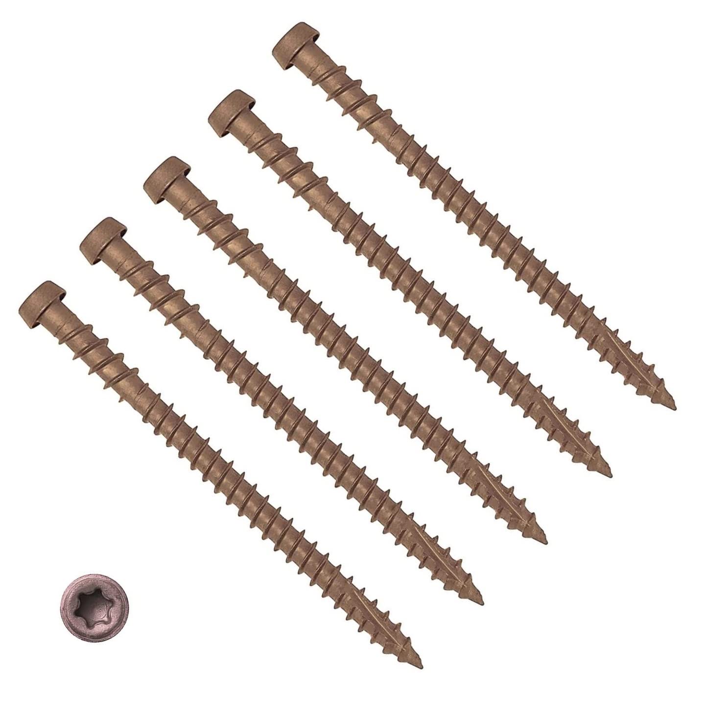 TERF® Decking Screws 5.0mm X 50mm Star Torx Reduce Pan Head Brown Finish Anti Corrosion Screws 5.0mm X 50mm For Timber Decking Fence Floorboard Hard and Softwood - Pack of 20