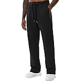 QIUDAOHENG Men's Baggy Sweatpants Wide Leg Lounge Drawstring Open Bottom Sweat Pants with Pockets