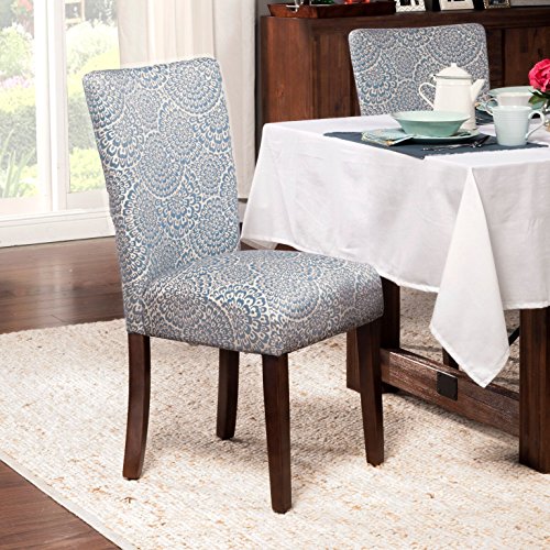HomePop Parsons Classic Upholstered Accent Dining Chair, Set of 2, Navy