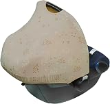 Dooky Hoody Cover for Baby Car Seat Universal Fit Beige Romantic Leaves view 3