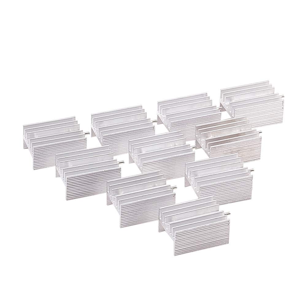 Othmro 10 Pcs Silver Tone Aluminum Heat Sink Heatsink Cooler Radiator 20x15x10mm(LxWxH) for CPU Cooling