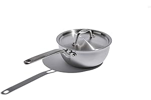 Heritage Steel x Eater 2 Quart Stainless Steel Saucier Pan | 5-Ply Fully Clad | Stay Cool Handle | Induction Compatible | Non
