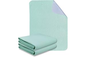 AGOOLIIU Absorbent Bed Pads for Incontinence - Washable, Reusable, 4-Layer Waterproof Mattress Protectors (36x52 Inch - 2 Pack)