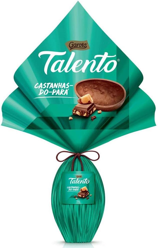 Garoto - Talento - Milk Chocolate Confection Brazil Nuts Easter Egg - 12.35 Oz (PACK OF 01) | Castanhas do Pará - 350g