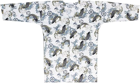 Amazon Co Jp 鯉口シャツ ダボシャツ メンズ レディース 大人 祭り 衣装 柄もの おしゃれ 白 鯉と紋 服 ファッション小物