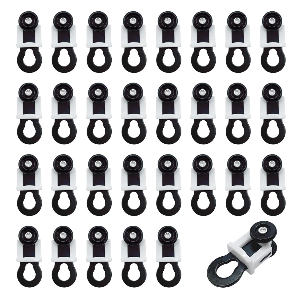 UMCHU 30pcs Curtain Track Rollers, Twin Wheeled White Rollers, for Bendable Curtain Track, Rail Gliders, Curtain Systems (Product dimensions are based on pictures!)