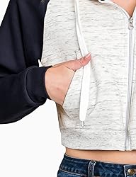 DOUBLJU Casual Crop Hoodie Long Sleeve Zip Up
