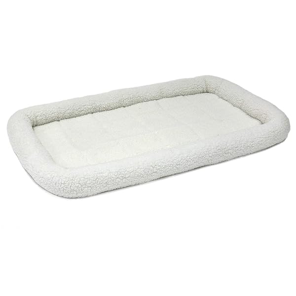 MIDWEST HOMES FOR PETS QUIETTIME DOG BED – WHITE FLEECE BOLSTER, ULTRA-SOFT AND MACHINE WASHABLE, FITS 48-INCH CRATES AND CARRIERS, FOR EXTRA-LARGE BREED DOGS